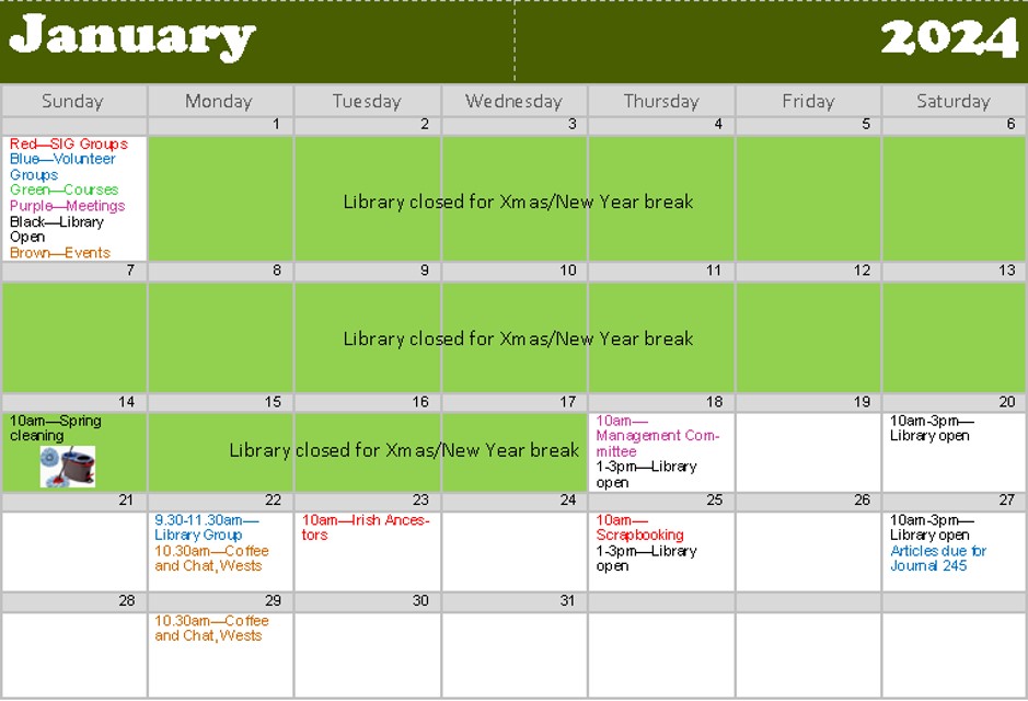 Calendar Newcastle Family History Society